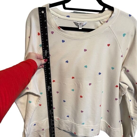 WILDFOX- Womens Cream Pastel Heart Print Pullover Cozy Sweatshirt, Plus Size XXL - Picture 6 of 10